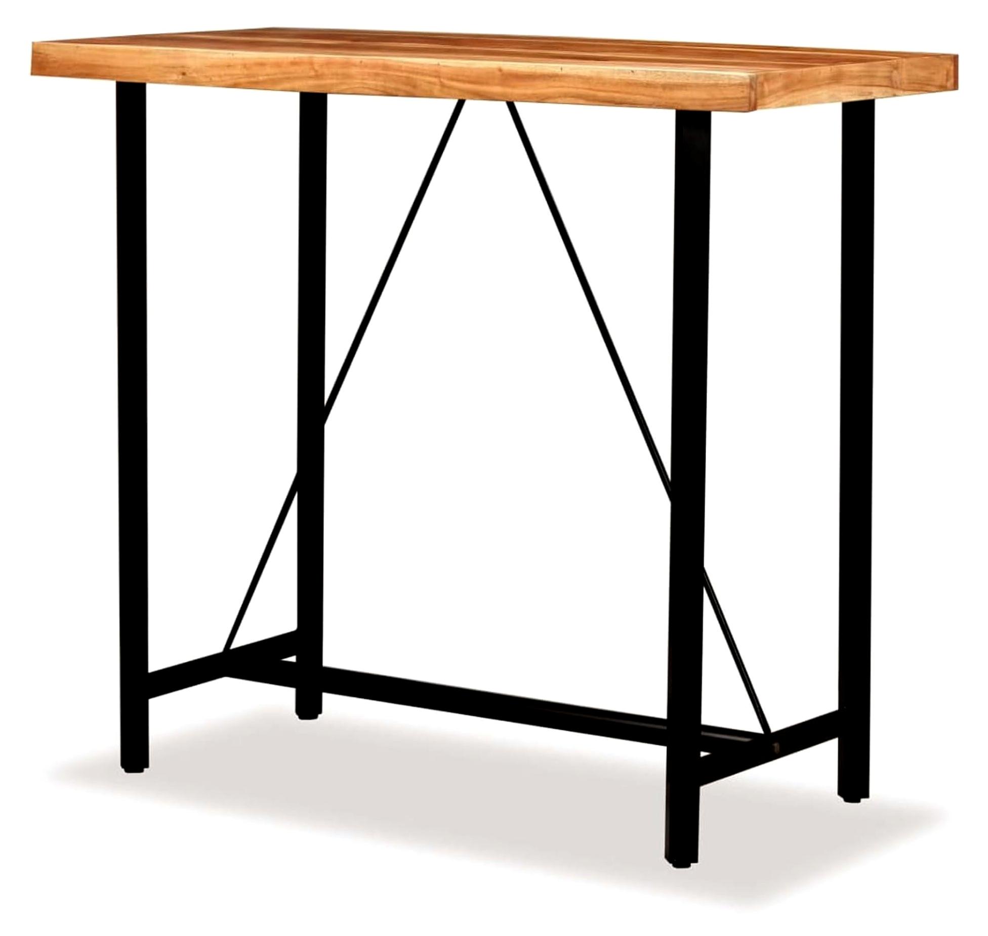 Industrieller Holz-Stehtisch - Massives Akazienholz, Stahl, 120x60x107 cm - Bar-Thekenmöbel für Küche/Esszimmer