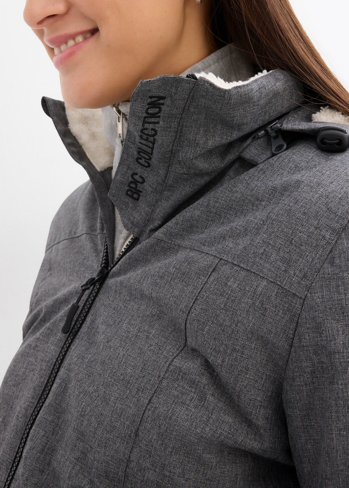 Umstandsjacke BONPRIX, Damen, Gr. 40, grau (schiefergrau meliert), Web, Obermaterial: 100% Polyester. Futter: 100% Polyester. Ärmelfutter: 100% Polyester, meliert, unifarben, loose fit Po-bedeckend, Rippbündchen mit Daumenlöchern, Jacken Umstandsjacke, re