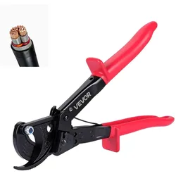 VEVOR Ratschen Kabelschneider, Kabelschere, Federstahlklingen mit PVC-Beschichteten Griffen, Schnellverschlussknopf, Drahtschere zum Schneiden von Kupfer- & Aluminiumkabeln bis zu 240 mm2
