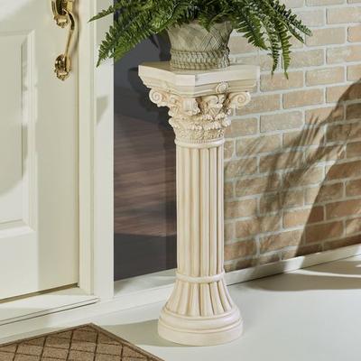 Touch of Class Corinthian Column Pedestal Ivory/Beige, Large, Ivory/Beige