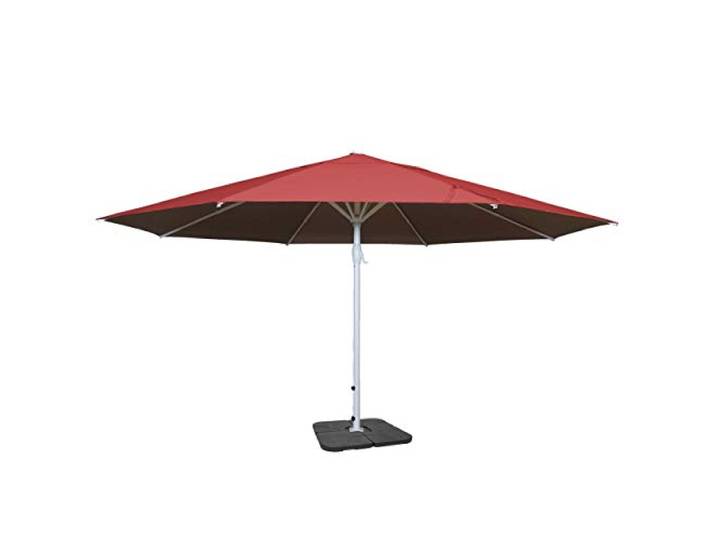 Mendler Sonnenschirm Meran II Polyester/Alu Ø 5m mit Ständer - rot Gastronomie Marktschirm, Mast weiß, 28kg