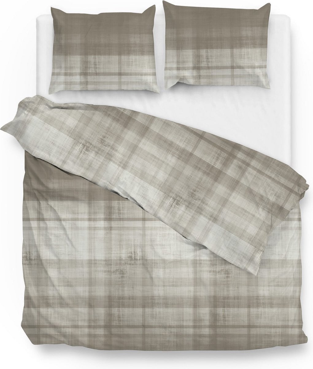 Zohome Marley Dekbedovertrek Flanel Eenpersoons 140x200 cm Rock Taupe