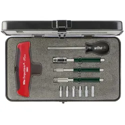 Wiha Drehmoment-Schraubendreher mit Quergriff Set TorqueVario -S 5-14 Nm gemischt 12-teilges Set variabel einstellbare Drehmomentbegrenzung mit Box - 29234