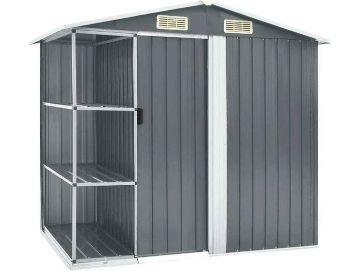 vidaXL Abri de jardin avec étagère Gris 205x130x183 cm Fer