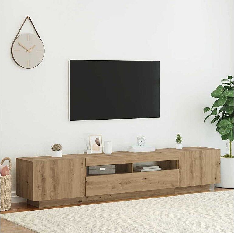 vidaxl Mueble de TV luces LED madera roble artisan 200x35x40 cm