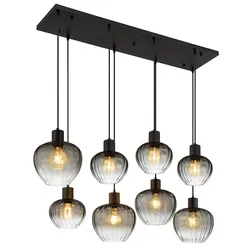 Pendelleuchte Hängelampe Wohnzimmerlampe Esstischlampe Glas rauchfarben H 120 cm