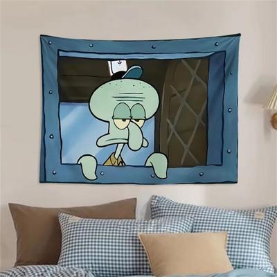 Inspired Finds Potdemiel SpongeBob Octopus Brother Cartoon Hanging Tapestry For Bedroom Decor 15.75x23.62 In squidward