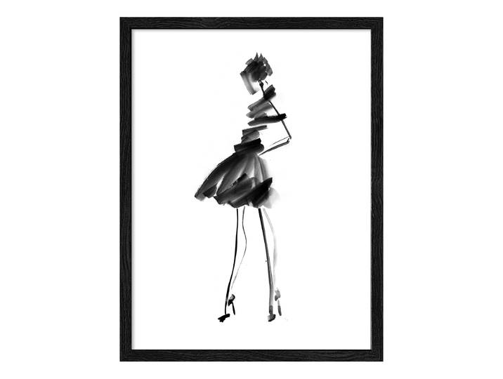 Image en bois Aquarelle Mode A Verre flotté, MDF Blanc/Noir 33 x 43 x 1cm