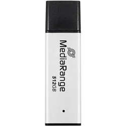 MediaRange USB-Stick 512GB USB 3.0 Hochleistungs-Aluminium (512 GB, USB-A), USB Stick, Silber, Schwarz