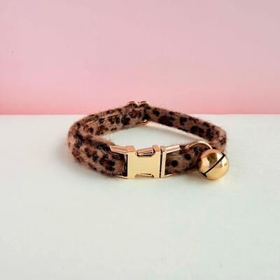 Uplift Essentials Adjustable Leopard Print Cat Collar With Safety Bell dark Brown s