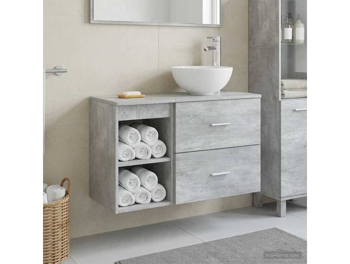 vidaXL Badezimmermöbel-Set 2 stk. Betongrau Holzwerkstoff