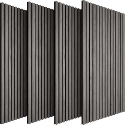TecTake GmbH tectake Akustikpaneele Sonic Wall II Schallabsorber MDF Echtholzfurnier Wandpaneele Schalldämmung Eiche hellgrau 110x50cm 4er Set