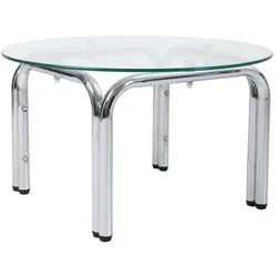 Oviala Business Runder Couchtisch aus gehärtetem Glas 70 cm Durchmesser klar Oviala