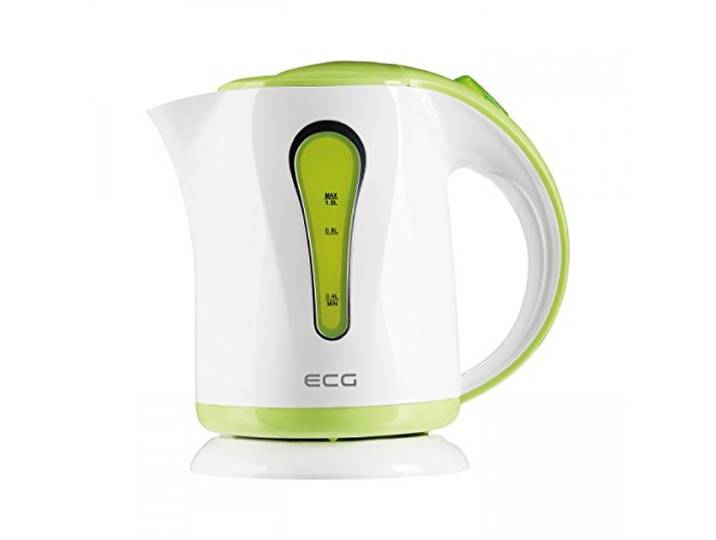 ECG Green RK 1022 Bouilloire électrique avec indicateur de niveau d'eau éclairé en plastique de qualité supérieure sans BPA 1 l 900-1100 W Vert/blanc