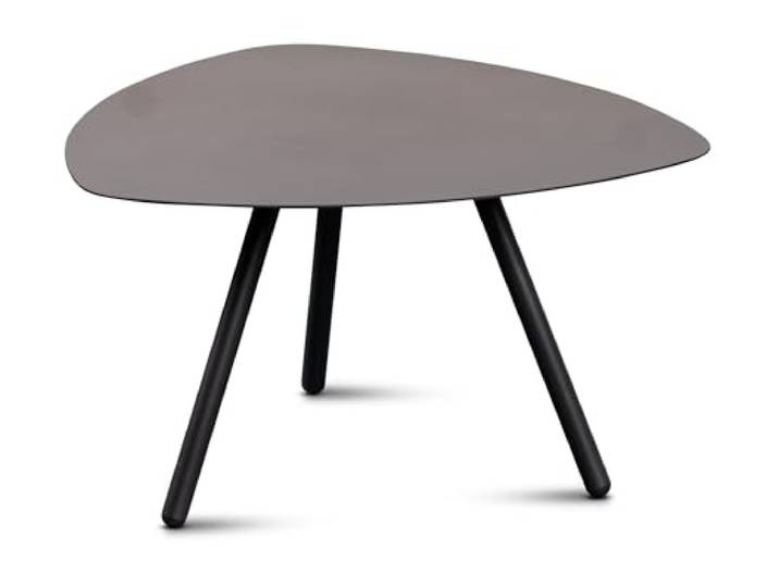 möbelando Couchtisch >Mira 3< aus anthrazit pulverbeschichtetem Metall, 60x60 cm, 35 cm hoch, 3 stabile Füße, Tischplatte 0,3 cm dick, einfach zu montieren