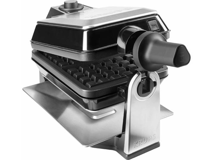 Krups Waffeleisen Professional, für 2 dicke Waffeln, spülmaschinengeeignete Platten, 1200 W, 7 Bräunungsstufen und Vorheizfunkion, drehbar, Auffangschale, FDD95D