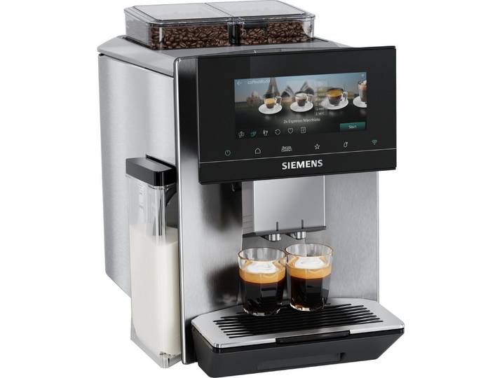 SIEMENS Kaffeevollautomat EQ900 TQ927E03, 2 Bohnenbehälter, 41 versch. Getränke, XL-Getränke, farbiges 6.8'' TFT-Display, individuelle Aromaeinstellung, Edelstahl
