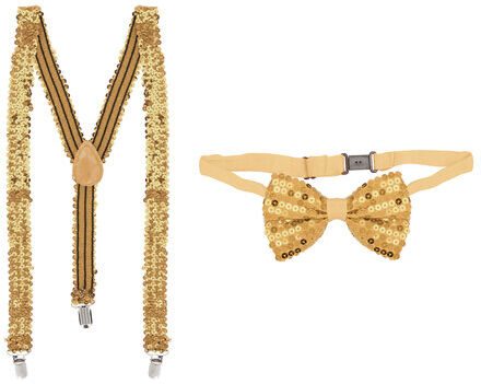 Set Hosenträger & Fliege "Pailletten", gold