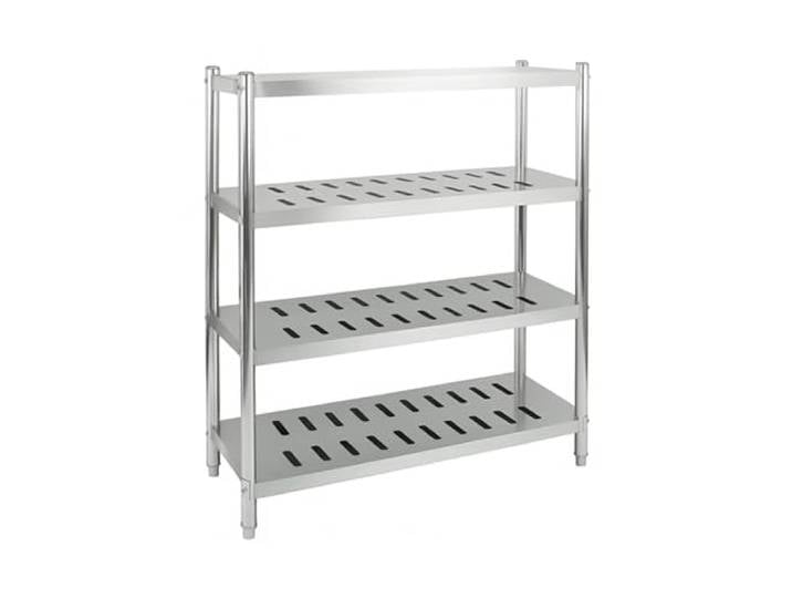 Générique Professionelles Regal aus Edelstahl – 4 perforierte Regale – 800 bis 1800 mm – Edelstahl, verstellbare Füße, modulierbar – ideal für Küche, kaltes Zimmer, Gastronomie (Länge 80 cm)