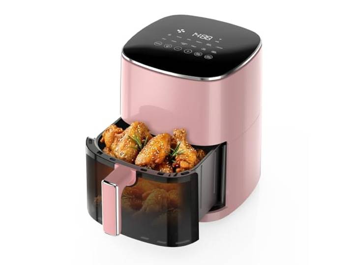 OLIXIS Luftfritteuse 12 in 1 6,3 Liter Sichtbare Fritteuse mit Fenster Braten Aufwärmen Dehydrieren Backen Dampf Pommes Frites Hühnerpudding, Flügel, Seefutter
