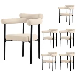 STILVORA Polsterstuhl Esszimmerstuhl 85x70x62 cm Beige ergonomische Rückenlehne breiter Sitz Samtoptik Polsterung Metallgestell stabil pflegeleicht