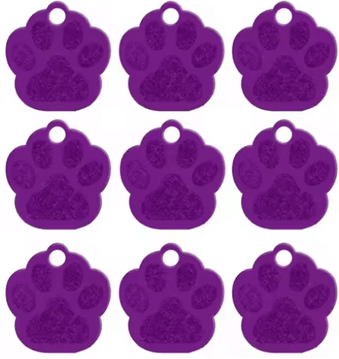 Inspire Picks 20PCS Paw Shape Pet ID Tags Personalized Aluminum Name Tags For Dogs & Cats purple 35x34x1 Mm