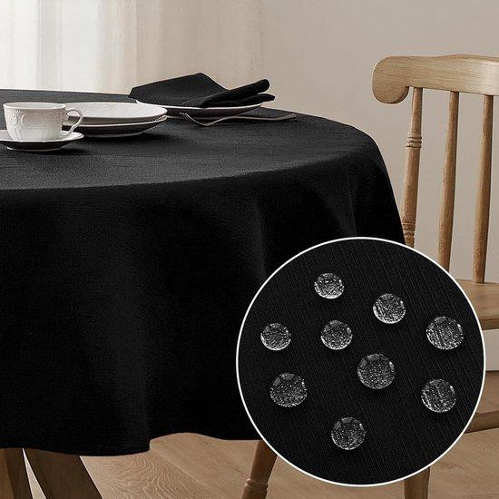 Zwart rond tafelkleed - waterafstotend en afwasbaar - Diameter: 120 cm