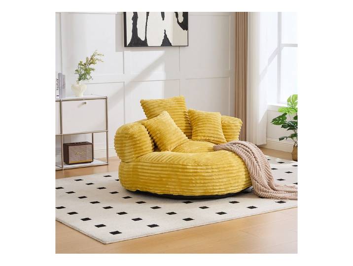 i@home Sitzsack Cord‑Sitzsack, bequemer Liegesessel mit hoher Rückenlehne und 3Kissen (Set, 1 St., Sitzsack), strapazierfähiger Sitzsack Sessel für Erwachsene und Kinder,Gelb
