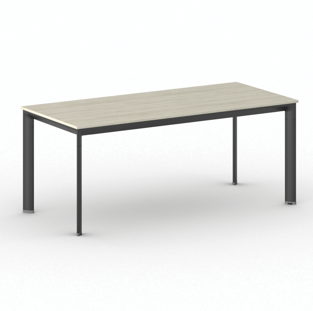B2B Partner Konferenztisch PRIMO INVITATION 180x80 cm, schwarzes Metallgestell, Eiche natur