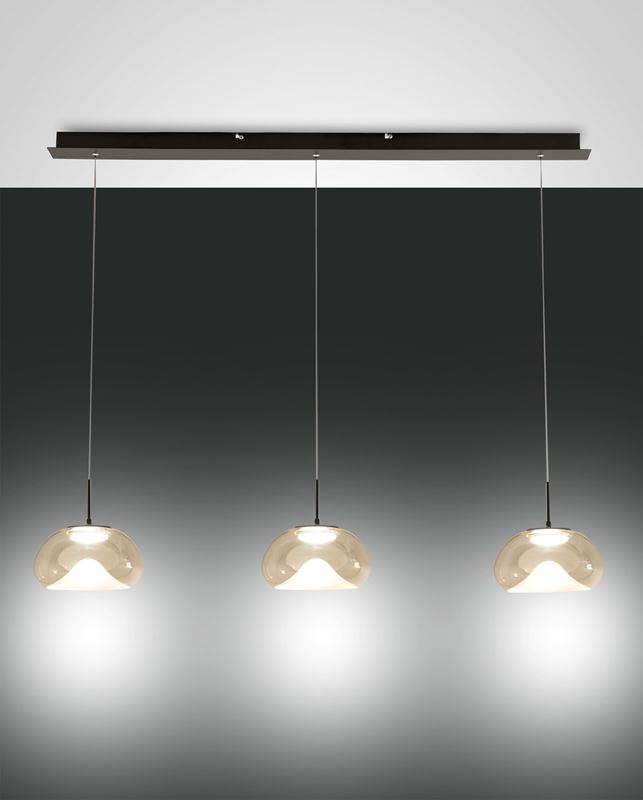 Fabas Luce LED-Pendelleuchte Brena Schwarz Cognac 3755-48-365 8019282546054