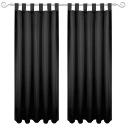 Bestgoodies Dekoschal Ellen Schlaufen Blickdicht 2er Pack - 140x145 cm Schwarz