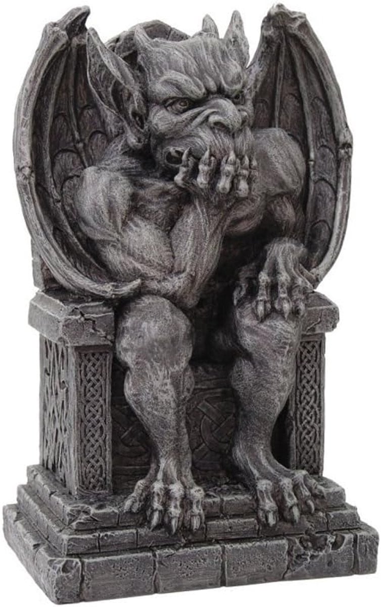 Gargoyle beeldje Grijs Sprookjesfiguur Demon Decoratie H: 23 cm, B: 17 cm, D: 14 cm