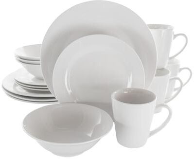 Elama Edmund Dinnerware Porcelain 16 Piece Set in White