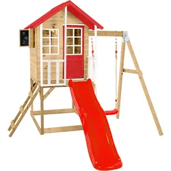 Zwerkules Holzspielhaus / Stelzenhaus "Lolla 2",natur / rot,