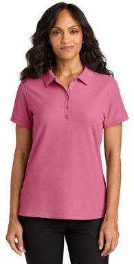 Port Authority LK200 Women's Wearever Signature Pique Polo Shirt in Awareness Pink size 6XL   Cotton/Polyester Blend