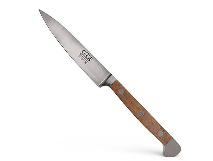 Güde Solingen - Spickmesser geschmiedet, 10 cm, Walnussholz, ALPHA WALNUSS, Office Messer, Doppelkropf, Handmade Germany