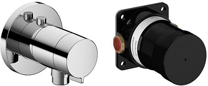 Keuco Ixmo solo Fertigmontageset 59554010021 verchromt, Thermostatarmatur, Schlauchanschluss, rund