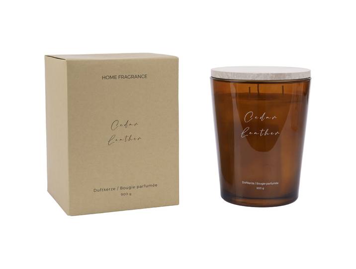 Duftkerze Nathalie Cedar Leather 900g beige - Material: Glas