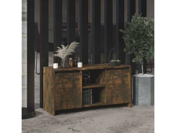 HEFZGDB TV-Schrank Räuchereiche 102x37,5x52,5 cm Holzwerkstoff mit minimalistischem Design, praktischer Stauraum durch Türen und Fächer, robuste Tischplatte für Dekoration, leicht