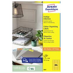 Avery-Zweckform 3451 Universal-Etiketten 70 x 37 mm Papier Gelb 2400 St. Permanent haftend Tintenstrahldrucker, Laserdrucker, Farblaserdrucker, Kopierer