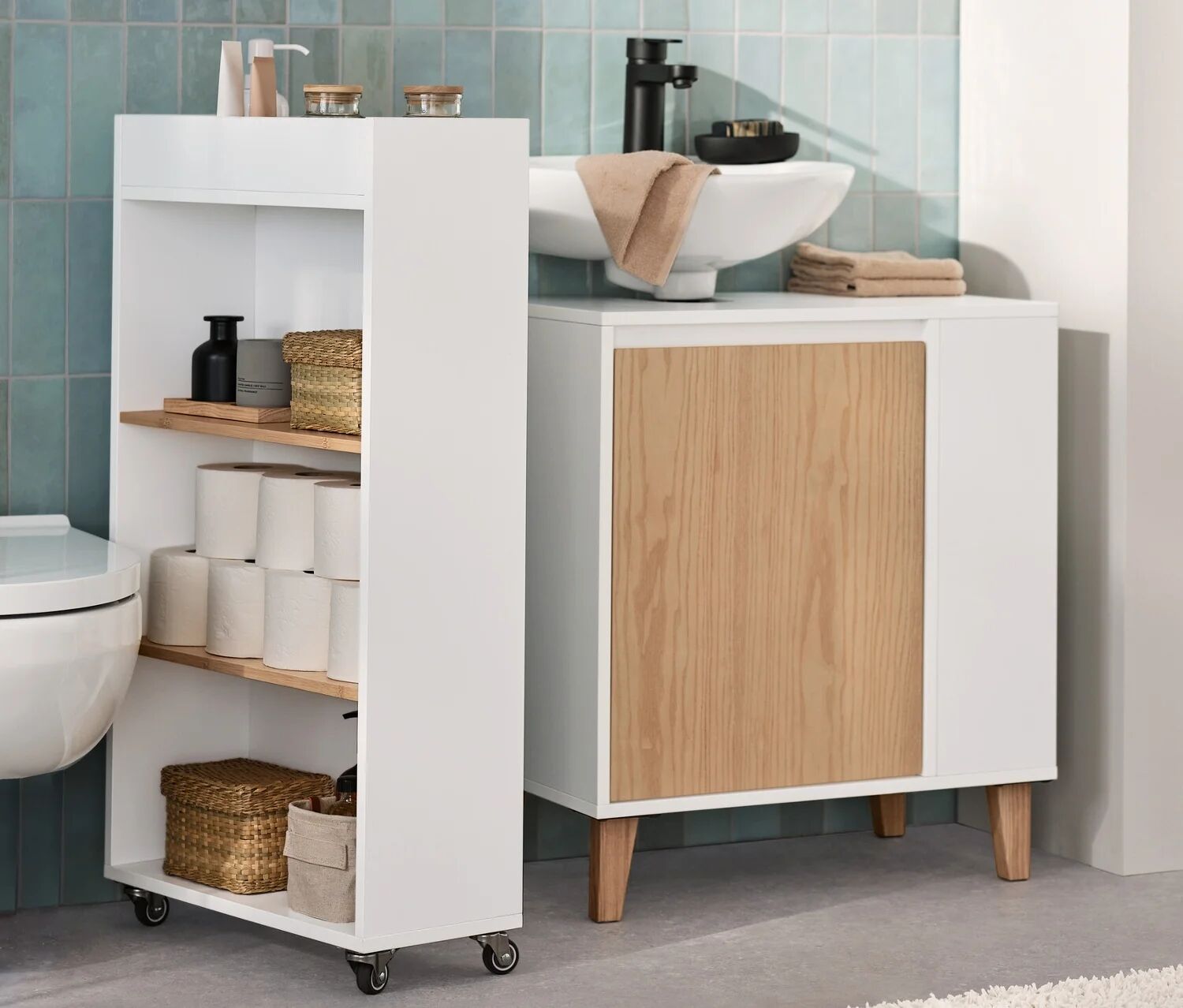 Tchibo - Schmaler Beistellwagen - 50x20x90cm - weiss -