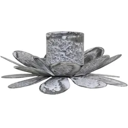 Chic Antique Kerzenständer Blume für Stabkerzen, H5/L9,5/B7,5 cm, antik zink