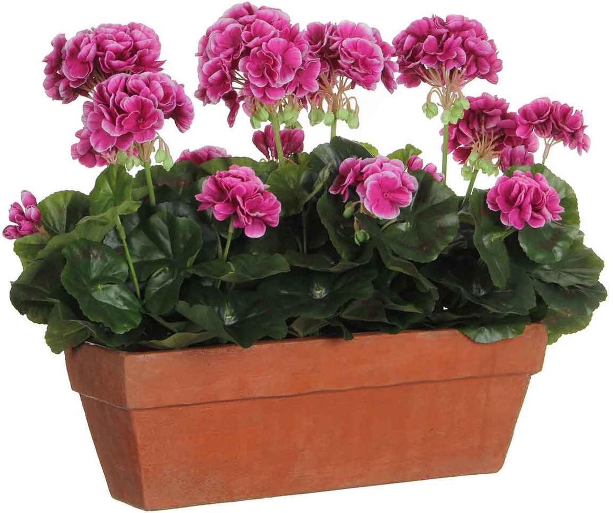 Mica Decorations Kunstplant Geranium Paars in Zandcement Sierpot, Hoogte: 40 cm