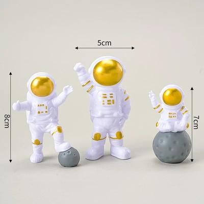 Inspired Finds 4 Piece Astronaut Figurine Set Space Themed Desk Decor & Educational Toy purplegold 3pcs