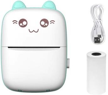 Inspired Finds Portable Mini Bluetooth Printer For Photos, Notes, Labels, And Stickers green Cat Set