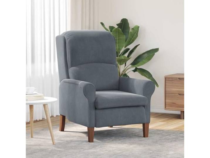 NLQMSU Sessel, dunkelgrau, Velours, mit Füßen aus Massivholz, Gummi Weiche Sitzfläche, hohe Rückenlehne, gerollte Armlehnen, Basis aus Holz, Leseecke, Wohnzimmermöbel