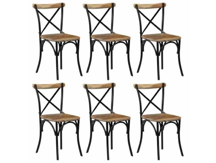 UYPTERF Esszimmerstühle 6 STK. Schwarz Mango-Massivholz Stahlrahmen,offene Rückenlehne,Retro-Design,handgefertigt,max.110 kg pro Sitzplatz,Mangoholz Unikat