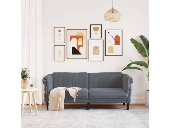 KTHLBRH 2-Sitzer-Sofa, Samt, Dunkelgrau, 182 cm Robuste Beine, Schaumstoffpolsterung, modernes Design, maximale Belastung 110 kg