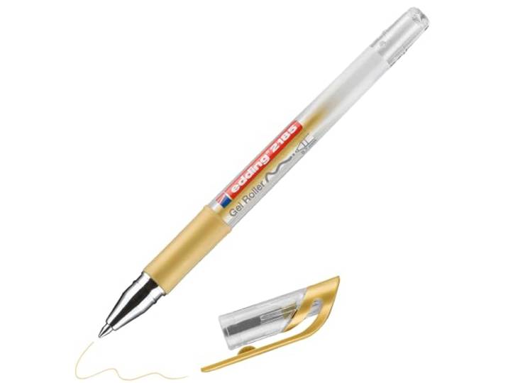 edding 2185 Gel roller, goud, 1 pen, 7 mm, gelpen om te schrijven, te tekenen, voor mandala's, bullet journals, gelroller, rollerbalpen