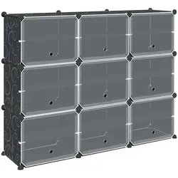 vidaXL Regalsystem mit 9 Würfeln und Türen Schwarz PP